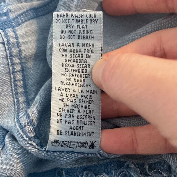 Thread & Supply Womens Collared Chambray Button Down Mini Shirt Dress Blue XS - Picture 13 of 13